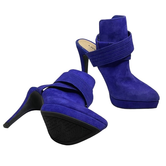 new Gianni Bini ♥︎ Suede Ankle Wrap Platform Slingback Stilettos Heels ♥︎ Cobalt - Picture 10 of 16